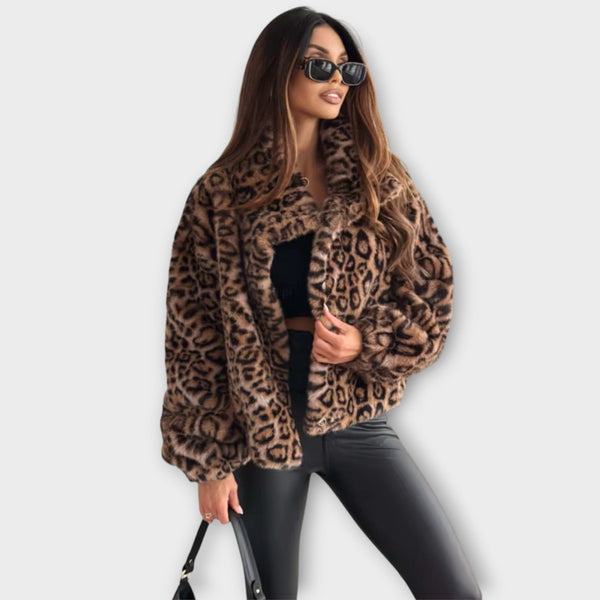Leocadia – Faux Fur Jacket with Leopard Print