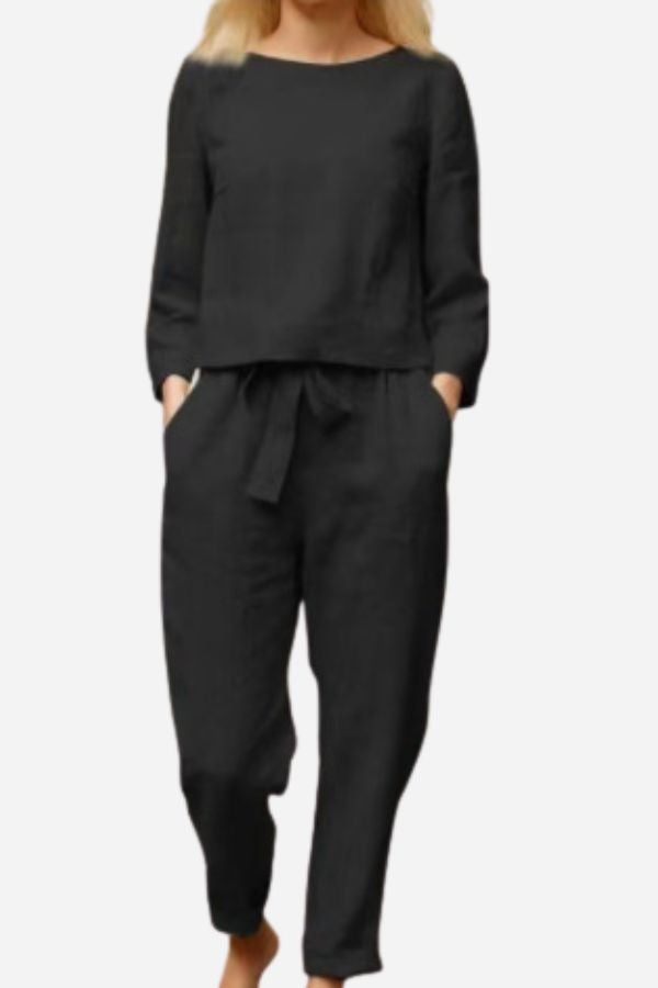 Elena  | 100% Cotton Linen Monochrome 2 Piece Set